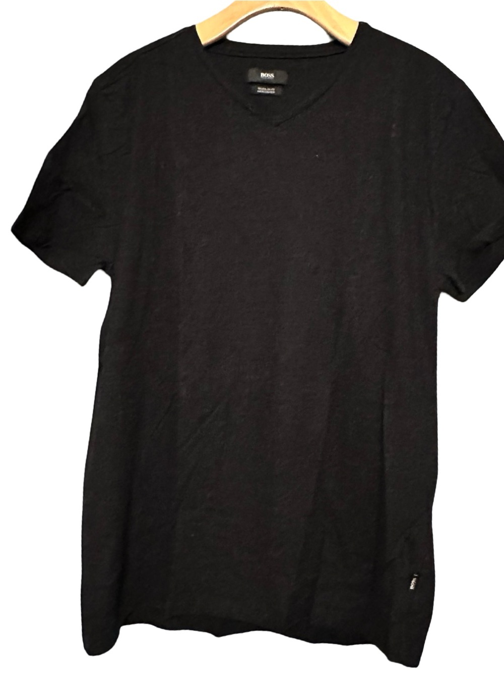 Boss Men’s Size L Black Cotton V-Neck Short Sleeve Tee T-Shirt